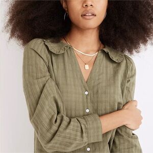 MADEWELL Green Peter Pan Collar Blouse Size 6